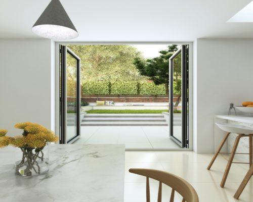 Senior Architectural residential french doors in a kitchen