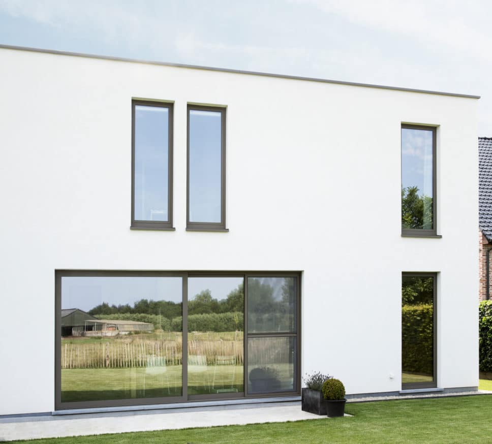 Modern Reynaers aluminium windows in a white new build house