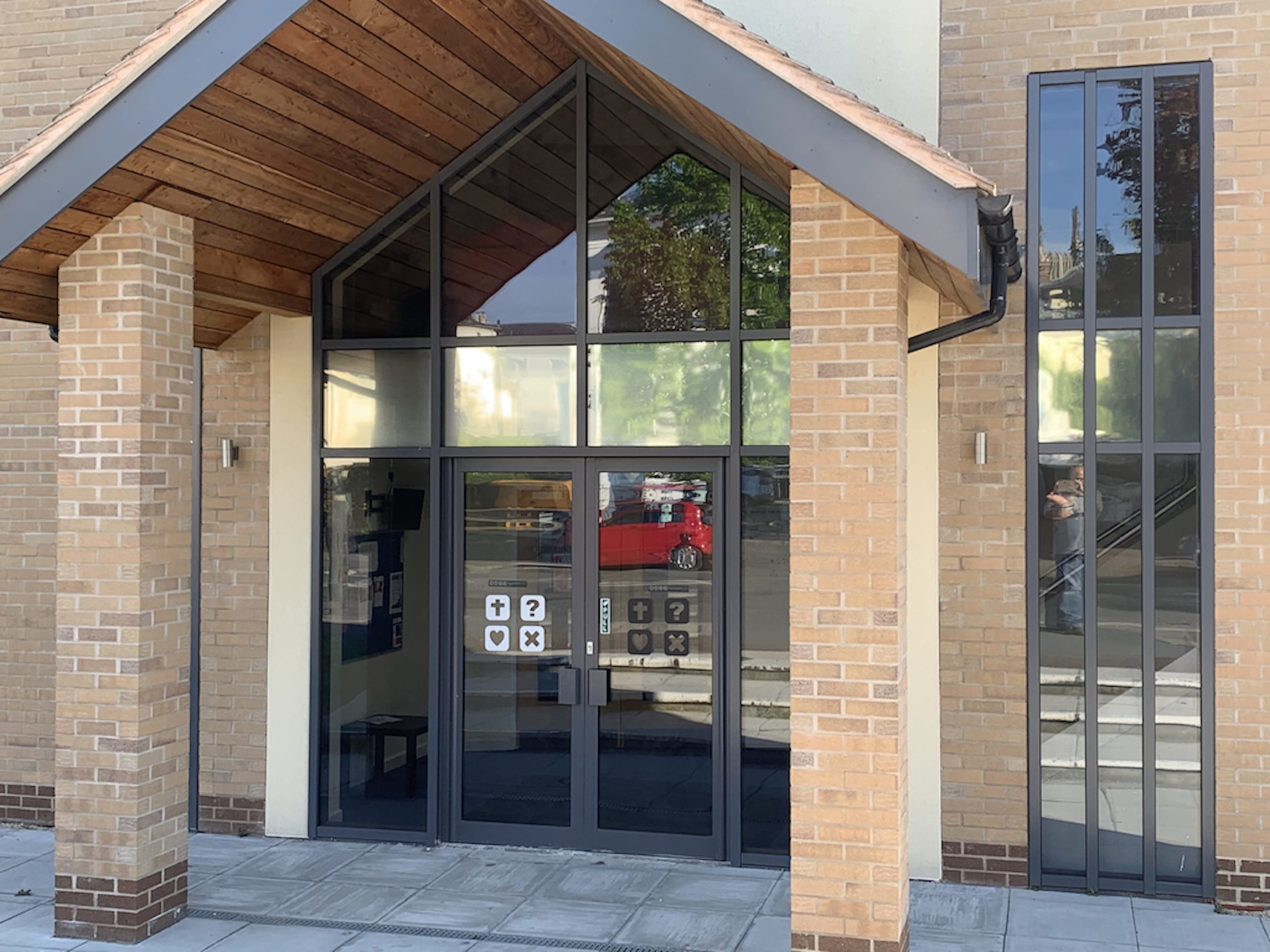 senior architectural commercial doors in a modern church building