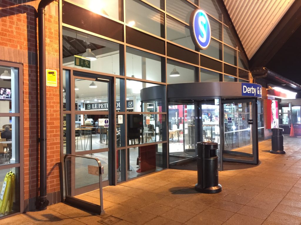 senior automatic commercial doors in a motorway services