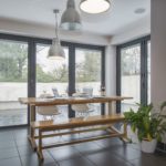 integral blinds in bifolding doors, dining room setting